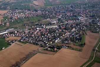 Soultz-sous-Forêts in the state Bas-Rhin, France seen from above