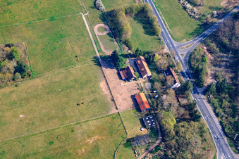 Aerial photograpy of Former forester's house in the Bienwald: Langenberg in Wörth am Rhein in the state Rhineland-Palatinate, Germany