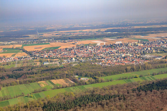 Aerial view of Bienwaldstadt from the south in Kandel in the state Rhineland-Palatinate, Germany
