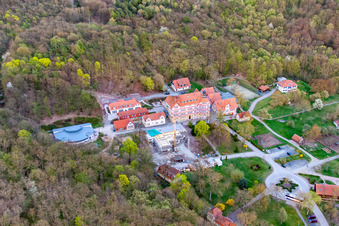 Aerial view of School building of the Hermann-Lietz-Schule boarding school in the Thuringian Forest in the district Haubinda in Westhausen in the state Thuringia, Germany