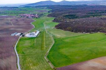 Aerial view of UL-Platz in Westhausen in the state Thuringia, Germany