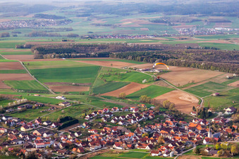 Aerial view of District Wargolshausen in Hollstadt in the state Bavaria, Germany