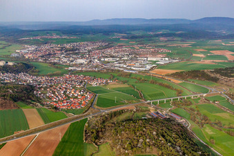 Aerial view of District Herschfeld in Bad Neustadt an der Saale in the state Bavaria, Germany