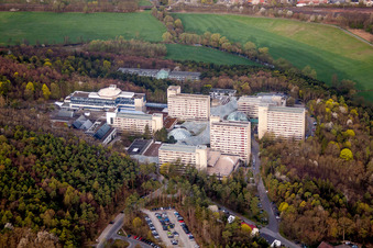 Aerial photograpy of Hospital grounds of the Clinic Neurologische Klinik Bad Neustadt on Saale in Bad Neustadt an der Saale in the state Bavaria, Germany