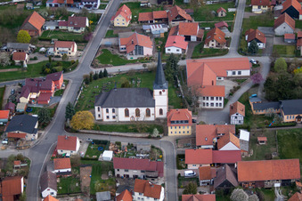 Aerial view of Village view in the district Queienfeld in Grabfeld in the state Thuringia, Germany