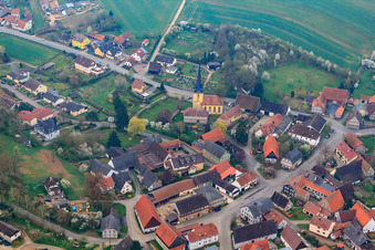 Aerial view of Alte Poststr in the district Gleußen in Itzgrund in the state Bavaria, Germany
