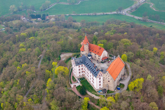 Aerial view of Castle complex of the Veste Heldburg in Heldburg in the state Thuringia, Germany