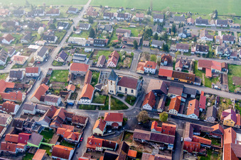 Church building of St. Martin Merkershausen in the village center in the district Merkershausen in Bad Königshofen im Grabfeld in the state Bavaria, Germany