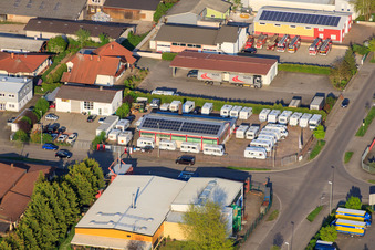 Oblique view of Car and Caravan Service Messinger in the district Minderslachen in Kandel in the state Rhineland-Palatinate, Germany