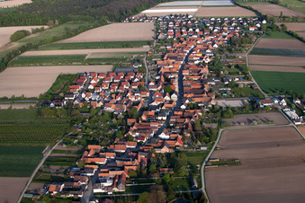 From the west in Erlenbach bei Kandel in the state Rhineland-Palatinate, Germany from above