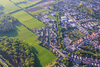 Drone recording of Albert-Detzel-Straße in Herxheim bei Landau in the state Rhineland-Palatinate, Germany