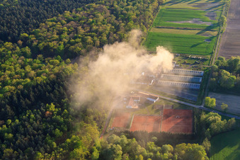 Waldhof-Frey GmbH and tennis court at Bienwald in Kapsweyer in the state Rhineland-Palatinate, Germany