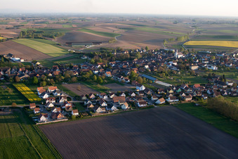 Niederlauterbach in the state Bas-Rhin, France seen from a drone