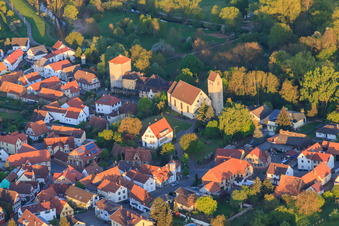 St. Bartholomew in Berg in the state Rhineland-Palatinate, Germany from above