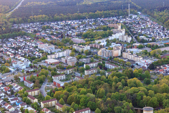 Aerial view of Dorschberg district with IGS Wörth: Carl Benz Comprehensive School, Dorschberg Primary School, Europa Gymnasium Wörth and Town Hall City Wörth am Rhein in Wörth am Rhein in the state Rhineland-Palatinate, Germany
