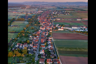 Village view in the morning from the east in Freckenfeld in the state Rhineland-Palatinate, Germany