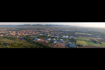Oblique view of Panorama perspective City area with outside districts and inner city area in Landau in der Pfalz in the state Rhineland-Palatinate, Germany