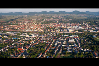 Aerial view of City area with outside districts and inner city area in Landau in der Pfalz in the state Rhineland-Palatinate, Germany