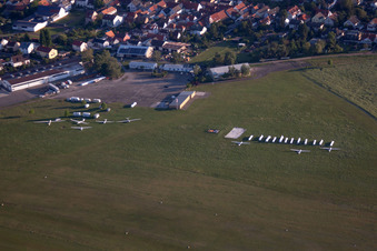 Aerial view of Gliding airfield in the district Speyerdorf in Neustadt an der Weinstraße in the state Rhineland-Palatinate, Germany