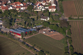Aerial view of Flowers Schupp in the district Gimmeldingen in Neustadt an der Weinstraße in the state Rhineland-Palatinate, Germany