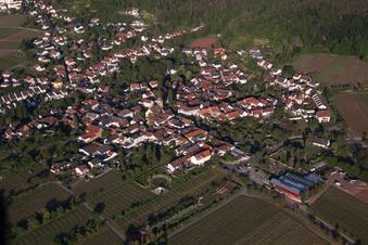 Aerial view of District Gimmeldingen in Neustadt an der Weinstraße in the state Rhineland-Palatinate, Germany