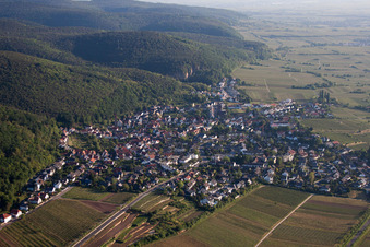 Aerial view of Village view in the district Haardt in Neustadt an der Weinstraße in the state Rhineland-Palatinate, Germany