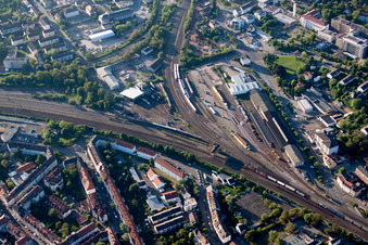 Gleisdreieck in Neustadt an der Weinstraße in the state Rhineland-Palatinate, Germany from above