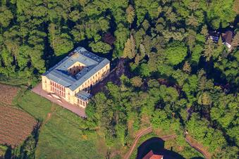 Villa Ludwigshöhe Palace in Edenkoben in the state Rhineland-Palatinate, Germany from a drone
