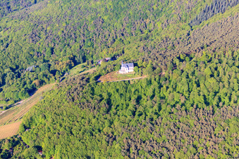 Aerial view of St. Anne's Chapel on the slope of the Palatinate Forest in Burrweiler in the state Rhineland-Palatinate, Germany