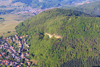 Limestone cliffs above the town in Frankweiler in the state Rhineland-Palatinate, Germany