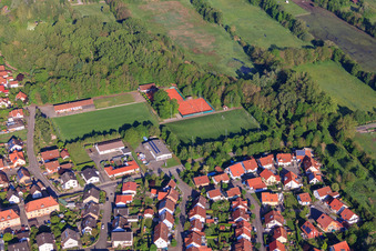 Aerial view of Sports fields of the Tennis Club Winden 1982 eV and the Sportfreunde Germania Winden eV in Winden in the state Rhineland-Palatinate, Germany