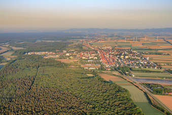 Aerial view of City view in the morning from the east in Kandel in the state Rhineland-Palatinate, Germany