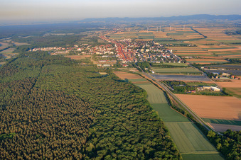 Oblique view of City view in the morning from the east in Kandel in the state Rhineland-Palatinate, Germany