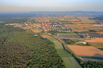 City view in the morning from the east in Kandel in the state Rhineland-Palatinate, Germany from above