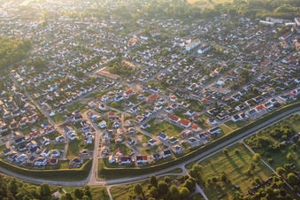 Aerial view of Bird ring in the morning in Jockgrim in the state Rhineland-Palatinate, Germany