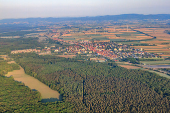 City view in the morning from the east in Kandel in the state Rhineland-Palatinate, Germany out of the air