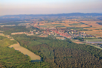 City view in the morning from the east in Kandel in the state Rhineland-Palatinate, Germany seen from above