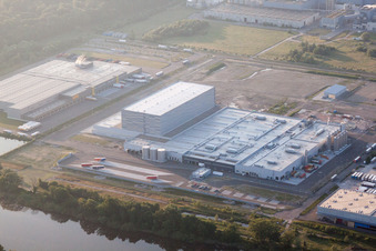 Aerial photograpy of Oberwald Industrial Estate, PEG in Wörth am Rhein in the state Rhineland-Palatinate, Germany