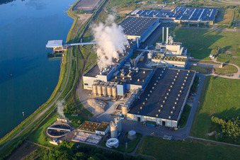 Bird's eye view of Papierfabrik Palm GmbH & Co. KG | Plant Wörth am Rhein in Wörth am Rhein in the state Rhineland-Palatinate, Germany