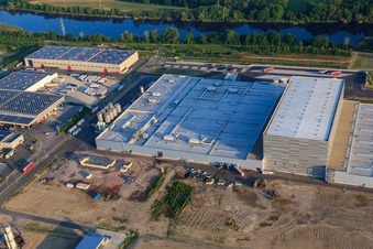 Construction site of Pfälzer Erfrischungsgetränke GmbH in Wörth am Rhein in the state Rhineland-Palatinate, Germany out of the air