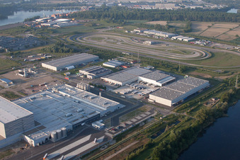 Drone image of Oberwald industrial area in Wörth am Rhein in the state Rhineland-Palatinate, Germany
