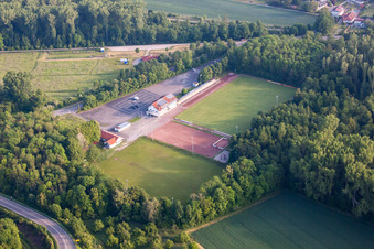 Aerial view of VFR playground in the district Rheinsheim in Philippsburg in the state Baden-Wuerttemberg, Germany