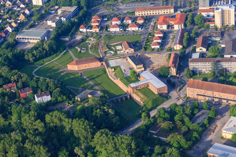 Fronte Lamotte City Park in Germersheim in the state Rhineland-Palatinate, Germany from above