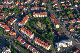 Oblique view of Geschwister-Scholl-Straße in Germersheim in the state Rhineland-Palatinate, Germany