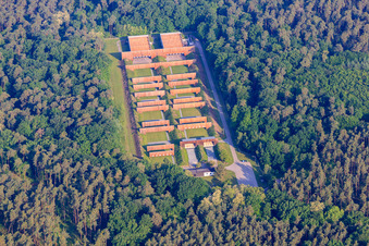 Oblique view of Germersheim shooting range in the district Niederlustadt in Lustadt in the state Rhineland-Palatinate, Germany