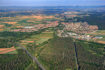 City overview from the northeast in Bellheim in the state Rhineland-Palatinate, Germany