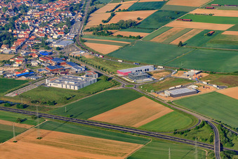 Aerial view of Industrial area in the Speyer Valley in Rülzheim in the state Rhineland-Palatinate, Germany