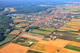City overview from the northeast in Kandel in the state Rhineland-Palatinate, Germany from above