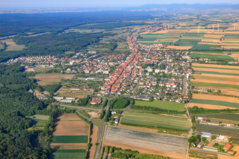 City overview from the northeast in Kandel in the state Rhineland-Palatinate, Germany out of the air