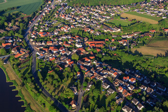 River banks of the Weser and the B83 in Hehlen in the state Lower Saxony, Germany